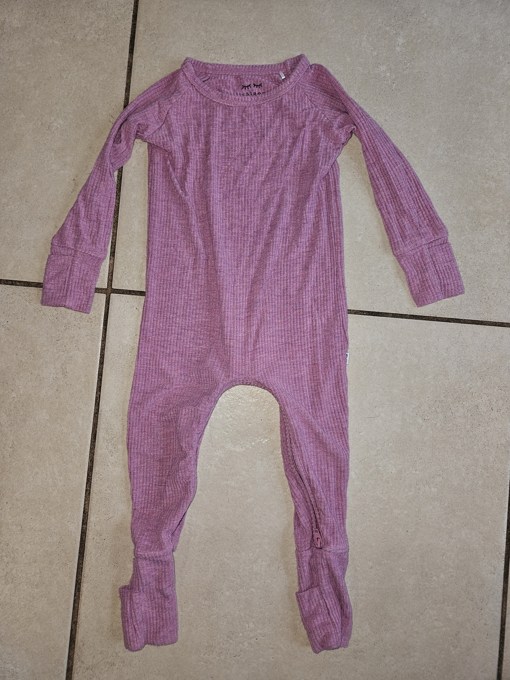 Little Sleepies Mauve Ribbed Long-Sleeve One-Piece Pajama
